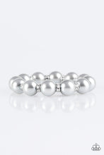 Load image into Gallery viewer, Paparazzi Here Comes The BRIDESMAID - Silver Beads - White Rhinestones - Stretchy Band Bracelet - $5 Jewelry With Ashley Swint