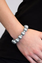 Load image into Gallery viewer, Paparazzi Here Comes The BRIDESMAID - Silver Beads - White Rhinestones - Stretchy Band Bracelet - $5 Jewelry With Ashley Swint
