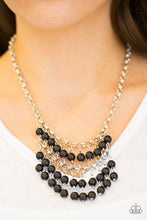 Load image into Gallery viewer, Paparazzi Jurassic Park Party - Black Stone Beads - Silver Chains - Necklace &amp; Earrings - $5 Jewelry With Ashley Swint