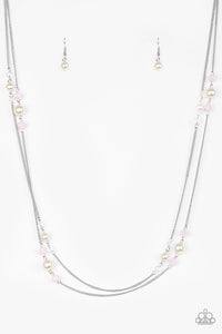 Paparazzi Spring Splash - Pink - Silver Necklace and matching Earrings - $5 Jewelry With Ashley Swint