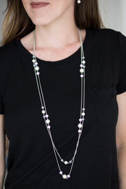 Paparazzi Spring Splash - Pink - Silver Necklace and matching Earrings - $5 Jewelry With Ashley Swint