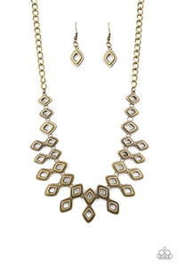 Paparazzi Geocentric - Brass - Necklace & Earrings - $5 Jewelry with Ashley Swint
