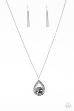 Load image into Gallery viewer, Paparazzi Castle Cabaret - Silver - Hematite Rhinestone - Silver Teardrop Pendant - Necklace and matching Earrings - $5 Jewelry With Ashley Swint
