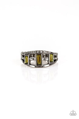 Paparazzi Noble Nova - Green - Emerald Cut Rhinestones - Ring - $5 Jewelry with Ashley Swint