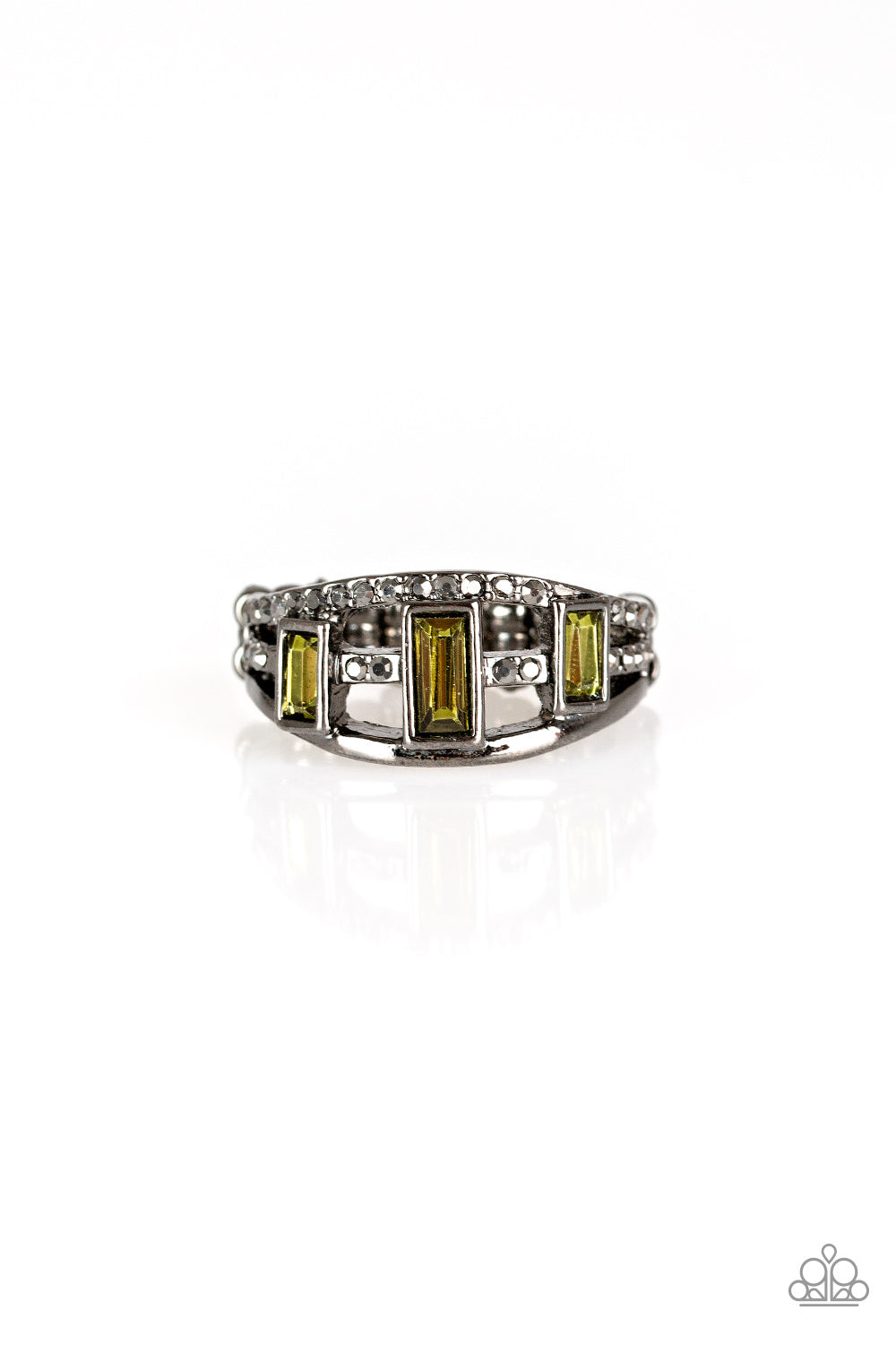 Paparazzi Noble Nova - Green - Emerald Cut Rhinestones - Ring - $5 Jewelry with Ashley Swint