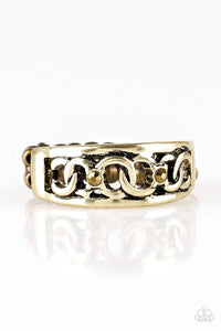Paparazzi Street Cred - Brass Rhinestones - Ring - $5 Jewelry With Ashley Swint