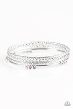 Load image into Gallery viewer, Paparazzi Subtle Shimmer - Purple Rhinestones - Set of 4 Bangle Bracelets - $5 Jewelry With Ashley Swint