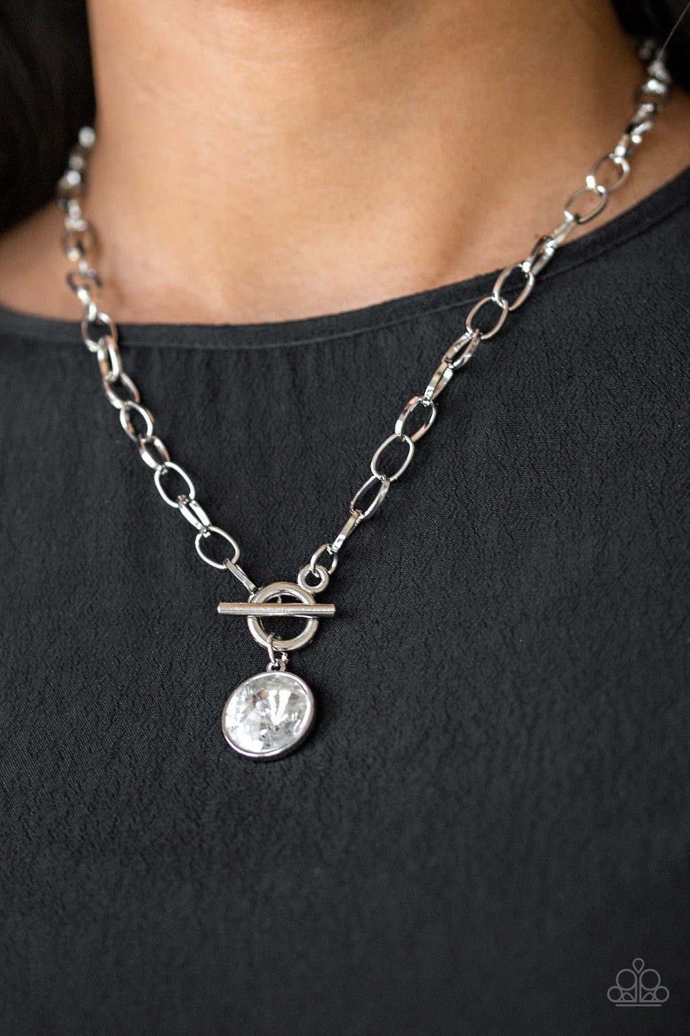 PRE-ORDER - Paparazzi She Sparkles On - White - Necklace & Earrings - $5 Jewelry with Ashley Swint
