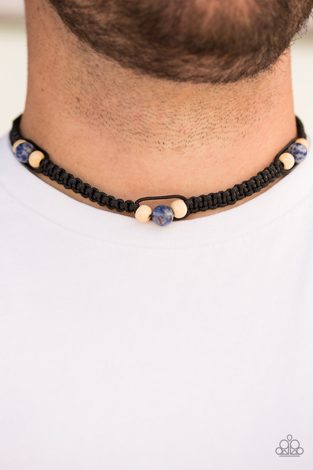 Paparazzi Vitality - Blue Stones - Black Cording - Sliding Knot - Urban Necklace - $5 Jewelry With Ashley Swint