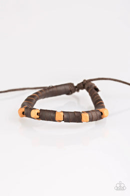 Paparazzi Backwoods Backpacker - Brown - Leather Bracelet