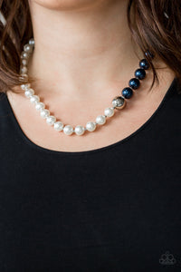 Paparazzi 5th Avenue A-Lister - Blue - White Pearls - Necklace & Earrings - $5 Jewelry with Ashley Swint