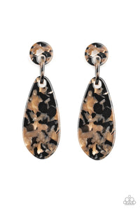 Paparazzi A HAUTE Commodity - Black - Faux Marble Acrylic - Post Earrings - $5 Jewelry With Ashley Swint