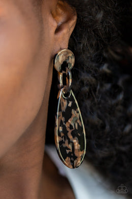 Paparazzi A HAUTE Commodity - Black - Faux Marble Acrylic - Post Earrings - $5 Jewelry With Ashley Swint