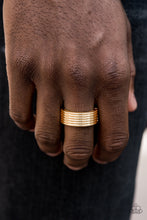 Load image into Gallery viewer, Paparazzi A Mans Man - Gold - Thick Band Ring - Men&#39;s Collection - $5 Jewelry With Ashley Swint