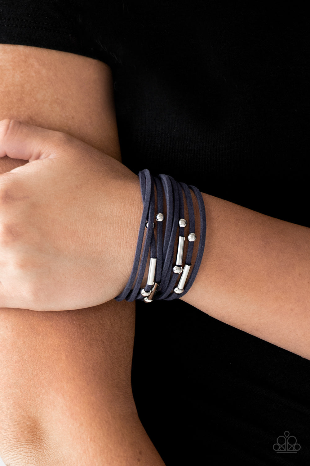 Paparazzi Back To BACKPACKER - Blue - Suede - Silver Beads - Adjustable Clasp - Bracelet - $5 Jewelry with Ashley Swint