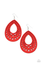 Load image into Gallery viewer, Paparazzi Belize Beauty - Red - Wooden Teardrop - Earrings - $5 Jewelry with Ashley Swint