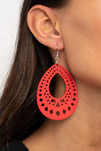 Load image into Gallery viewer, Paparazzi Belize Beauty - Red - Wooden Teardrop - Earrings - $5 Jewelry with Ashley Swint