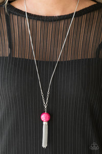 Paparazzi Belle of the BALLROOM - Pink Pearly Granita Bead - Hammered Fitting - Tassel Necklace - $5 Jewelry with Ashley Swint