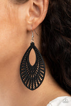 Load image into Gallery viewer, Paparazzi Bermuda Breeze - Black - Wooden Frame - Earrings - $5 Jewelry with Ashley Swint