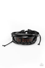Load image into Gallery viewer, Paparazzi Brave Soul - Black - Thick Leather Band &quot;Be Brave&quot; - Sliding Knot Bracelet - $5 Jewelry with Ashley Swint