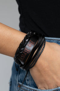 Paparazzi Brave Soul - Black - Thick Leather Band "Be Brave" - Sliding Knot Bracelet - $5 Jewelry with Ashley Swint