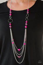 Load image into Gallery viewer, Paparazzi Bubbly Bright - Pink Beads - Silver Hoops - Necklace &amp; Earrings - $5 Jewelry with Ashley Swint