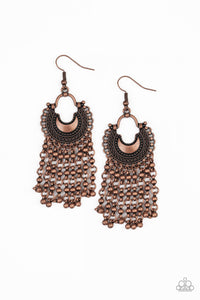 Paparazzi Catching Dreams - Copper - Textured Half Moon - Earrings - $5 Jewelry with Ashley Swint