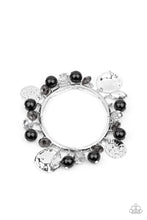Load image into Gallery viewer, Paparazzi Charming Treasure - Black - Hammered Silver Disc, Smoky Crystals - Stretchy Band Bracelet - $5 Jewelry with Ashley Swint