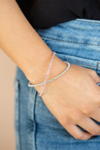 Paparazzi Chicly Crisscrossed - Pink - Rhinestones - Cuff Bracelet - $5 Jewelry with Ashley Swint
