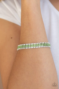 Paparazzi Color Me Couture - Green - White Rhinestones - Adjustable Bracelet - $5 Jewelry with Ashley Swint