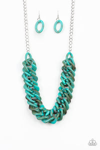 Paparazzi Comin In HAUTE - Blue Turquoise - Faux Marble Acrylic - Necklace & Earrings - $5 Jewelry With Ashley Swint