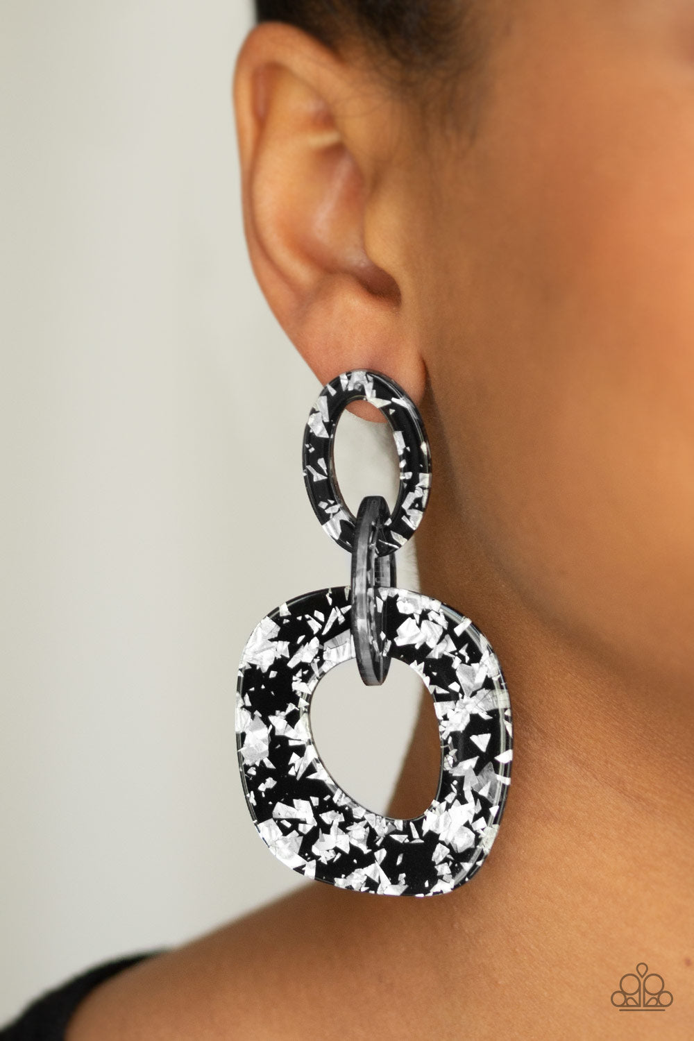 Paparazzi Confetti Congo - Silver -Acrylic Post Earrings - $5 Jewelry With Ashley Swint