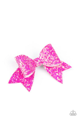 Paparazzi Confetti Princess - PINK - Sequins - Glittery Leather - Hair Clip - $5 Jewelry with Ashley Swint