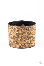 Load image into Gallery viewer, Paparazzi Cork Congo - Brass - Black Leather Band - Wrap / Snap Bracelet - $5 Jewelry with Ashley Swint