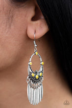 Load image into Gallery viewer, Paparazzi Cry Me A RIVIERA - Yellow - Ornate Silver Earrings - $5 Jewelry with Ashley Swint