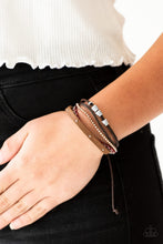 Load image into Gallery viewer, Paparazzi Day-Trip Trotter - Red - Brown Leather / Suede Bands - Sliding Knot Bracelet - $5 Jewelry With Ashley Swint