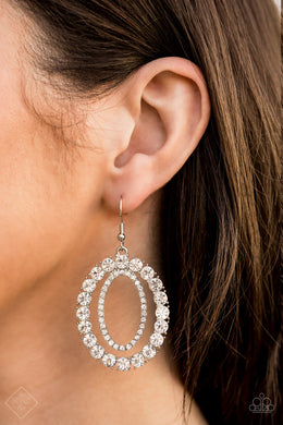 Paparazzi Deluxe Luxury - White Rhinestone Earrings - Trend Blend / Fashion Fix Exclusive November 2020 - $5 Jewelry with Ashley Swint