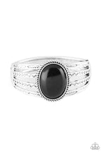 Load image into Gallery viewer, Paparazzi Desert Glyphs - Black Stone - Bold Silver Hinged Bracelet - $5 Jewelry with Ashley Swint