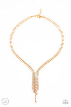 Load image into Gallery viewer, Paparazzi Double The Diva - Gold - Glittery White Rhinestones - Choker Necklace &amp; Earrings - $5 Jewelry with Ashley Swint