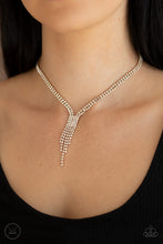 Load image into Gallery viewer, Paparazzi Double The Diva - Gold - Glittery White Rhinestones - Choker Necklace &amp; Earrings - $5 Jewelry with Ashley Swint