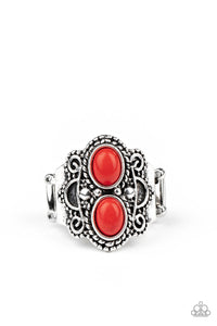 Paparazzi Eco Essence - Red - Fiery Stones - Studded Silver - Ring - $5 Jewelry with Ashley Swint