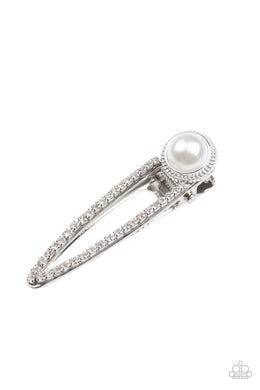 PRE-ORDER - Paparazzi Expert in Elegance - White Pearl & Rhinestones - Hair Clip - $5 Jewelry with Ashley Swint