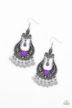 Load image into Gallery viewer, Paparazzi Fiesta Flair - Purple Beads - Silver Fringe Earrings - $5 Jewelry With Ashley Swint