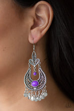 Load image into Gallery viewer, Paparazzi Fiesta Flair - Purple Beads - Silver Fringe Earrings - $5 Jewelry With Ashley Swint