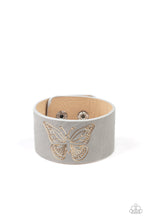 Load image into Gallery viewer, Paparazzi Flirty Flutter - Silver - Butterfly Leather Wrap - Bracelet - $5 Jewelry with Ashley Swint