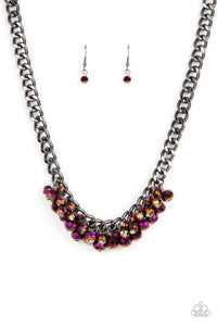 Paparazzi Galactic Knockout - Purple - OIL SPILL - Necklace & Earrings - $5 Jewelry with Ashley Swint