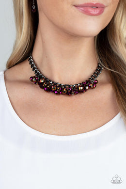 Paparazzi Galactic Knockout - Purple - OIL SPILL - Necklace & Earrings - $5 Jewelry with Ashley Swint
