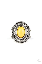 Load image into Gallery viewer, Paparazzi Garden Tranquility - YELLOW - Silver Flowers - Ring - $5 Jewelry with Ashley Swint