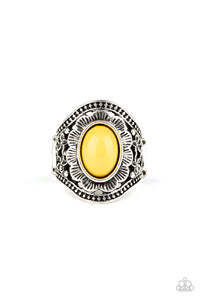 Paparazzi Garden Tranquility - YELLOW - Silver Flowers - Ring - $5 Jewelry with Ashley Swint