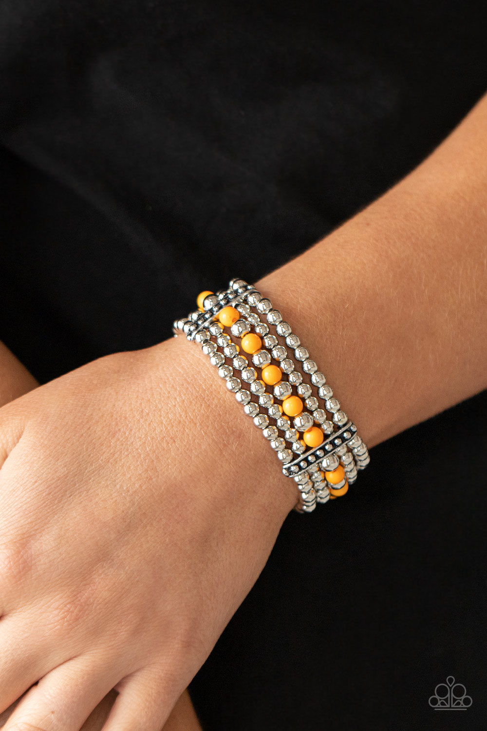 Paparazzi Gloss Over The Details - Orange - Stretchy Bracelet - $5 Jewelry with Ashley Swint